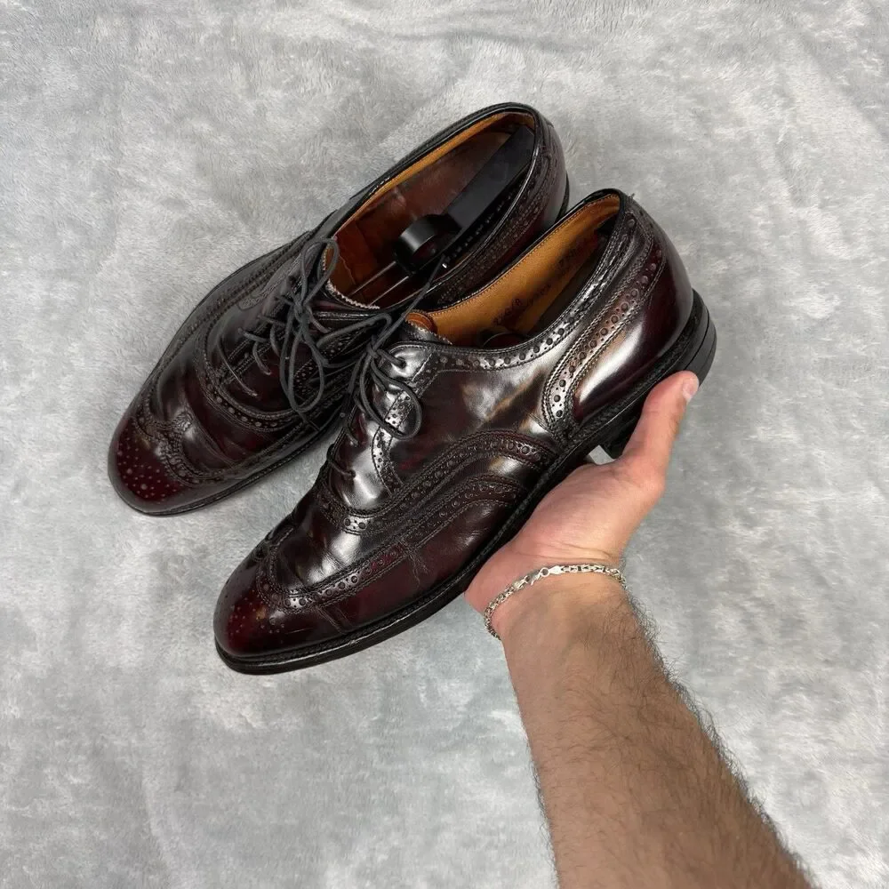 Allen Edmonds Burgundy Shell Cordovan Wingtip Oxfords USA Made Shoes Size 9.5